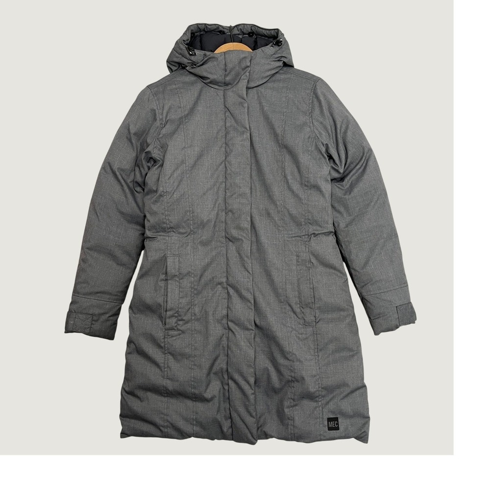 MEC Down Parka Jacket Womens Medium Gray Insulated Hooded Puffer 5037007